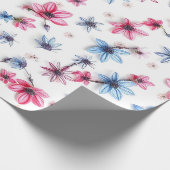rosa blaue Blume Geschenkpapier (Ecke)