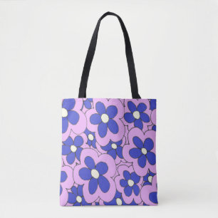 Rosa blaue Blume Tasche