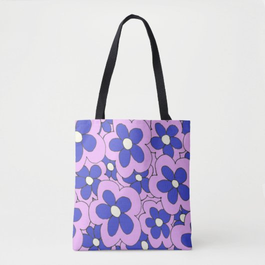 Rosa blaue Blume Tasche (Vorderseite)