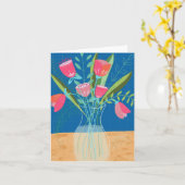 Rosa/blaue Blume Vase Karte (Gelbe Blume)