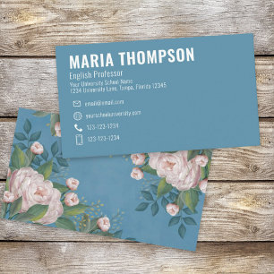 Rosa blaue Blumen Elegante Visitenkarte Chic Einfa