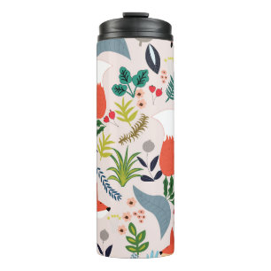 Rosa, blaue Blumen: Fuchs Garten. Thermosbecher
