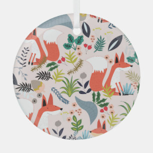 Rosa, blaue Blumen: Fuchsgarten. Ornament Aus Glas