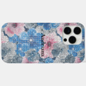 Rosa blaue Blumen funkeln Case-Mate iPhone Hülle (Rückseite (Horizontal))