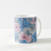 Rosa blaue Blumen funkeln Kaffeetasse (VorderseiteRechts)