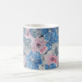 Rosa blaue Blumen funkeln Kaffeetasse (Mittel)