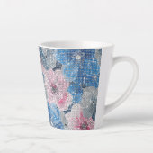 Rosa blaue Blumen funkeln Milchtasse (Rechts)
