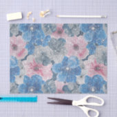 Rosa blaue Blumen funkeln Seidenpapier (Handwerk)