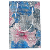 Rosa Blaue Blumen Mittlere Geschenktüte (Vorderseite)