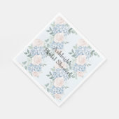 Rosa blaue Blumen Streifen Brautparty Serviette (Ecke)