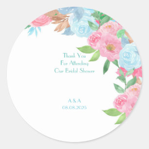 Rosa blaue Blumenhochzeit Runder Aufkleber