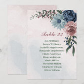 Rosa blaue Blumenkarte Einladung (Vorne/Hinten)