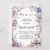 Rosa blaue Blütenblätter Junge oder Mädchen Einladung (Vorderseite)