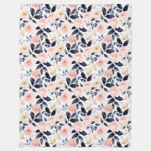 Rosa Blaue Chic Blumen Brautparty Fleecedecke