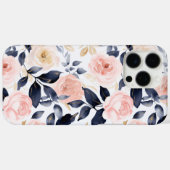 Rosa Blaue Chic Blumen Case-Mate iPhone Hülle (Rückseite (Horizontal))
