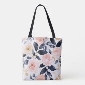 Rosa Blaue Chic Blumen Tasche (Rückseite)