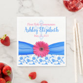 Rosa blaue Damaske Daisy Erste Kommunalpapierplatt Serviette (Beispiel)