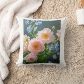 Rosa Blaue delikate Blume Kissen (Decke)