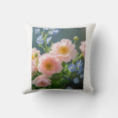 Rosa Blaue delikate Blume Kissen (Rückseite)