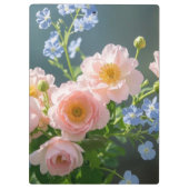 Rosa Blaue delikate Blume Klemmbrett (Rückseite)