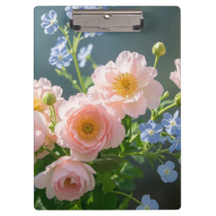 Rosa Blaue delikate Blume Klemmbrett