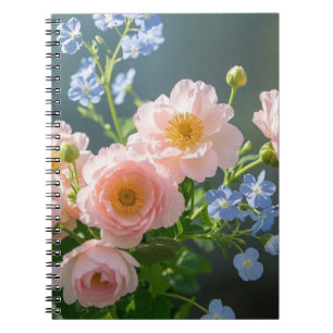 Rosa Blaue delikate Blume Notizblock