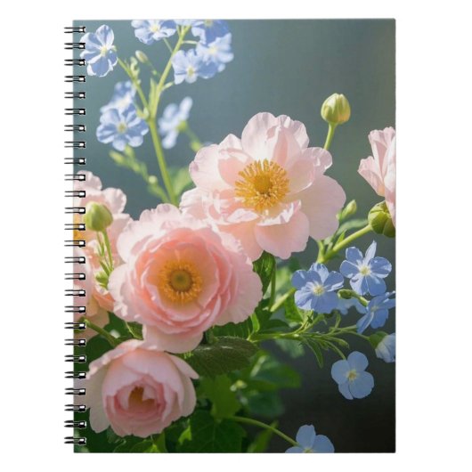 Rosa Blaue delikate Blume Notizblock (Vorderseite)