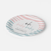 Rosa-blaue Duschbrause-Typografie Pappteller (Schrägansicht)