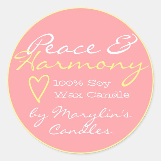 Rosa blaue, einfache Kerzenplatten mit Heart Paste Runder Aufkleber (Vorderseite)