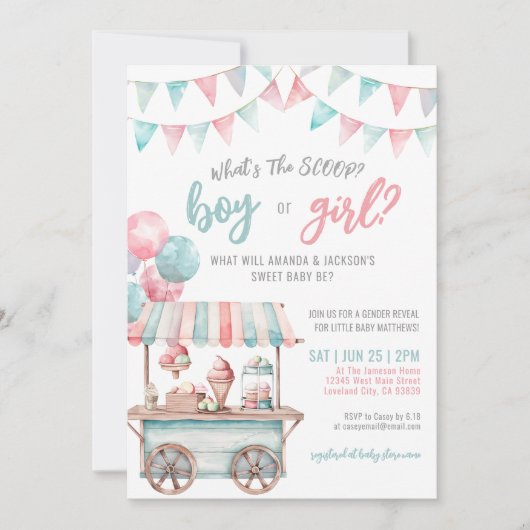 Rosa blaue Eiscreme Sommer Geschlechtsverkehr Einladung (Vorderseite)