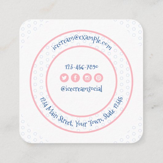 Rosa blaue Eiscreme Telefonnummerkarte (Rückseite)
