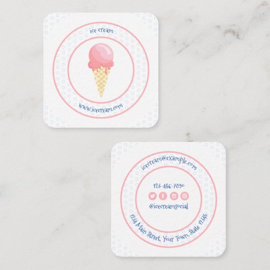 Rosa blaue Eiscreme Telefonnummerkarte (Vorne/Hinten)