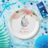 Rosa blaue Elefantendusche Pappteller (Party)