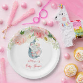 Rosa blaue Elefantendusche Pappteller (Party)