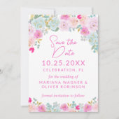 Rosa blaue Farbe Save the Date Lila Einladung (Vorderseite)