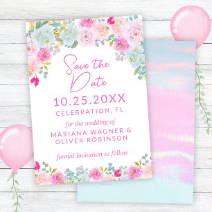 Rosa blaue Farbe Save the Date Lila Einladung