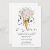 Rosa blaue Fläche Ice Creme Cone Brautparty Einladung (Vorne/Hinten)