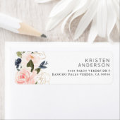 Rosa blaue Flora Wasserfarbe Goldfolie (Insitu)