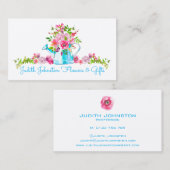 Rosa blaue Floral Wasserfarbe Custom Visitenkarte (Vorne/Hinten)