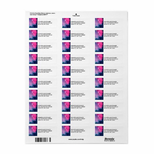 Rosa & blaue Galaxie Nebula & Stars Abstrakt (Vorne)