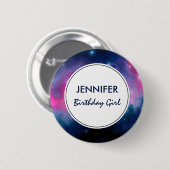 Rosa & blaue Galaxie Nebula & Stars Abstrakt Button (Vorne & Hinten)