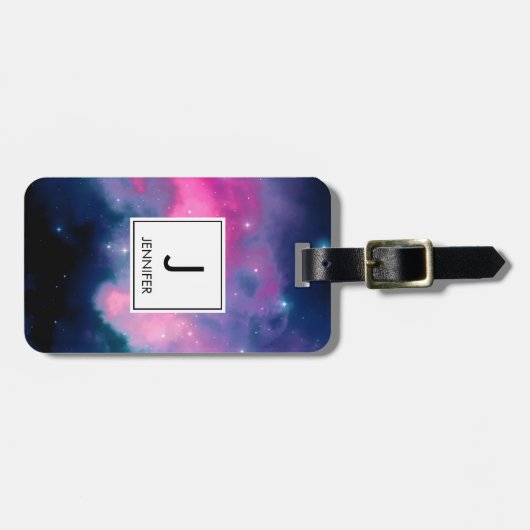 Rosa & blaue Galaxie Nebula & Stars Abstrakt Gepäckanhänger (Vorderseite horizontal)