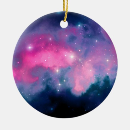 Rosa & blaue Galaxie Nebula & Stars Abstrakt Keramik Ornament (Vorne)