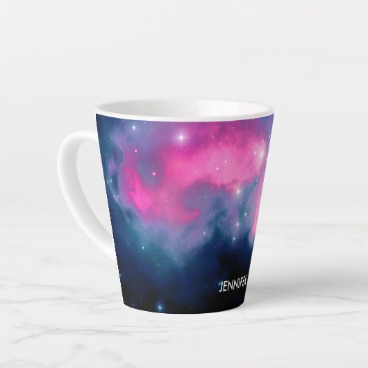 Rosa & blaue Galaxie Nebula & Stars Abstrakt Milchtasse (Linke Ecke)