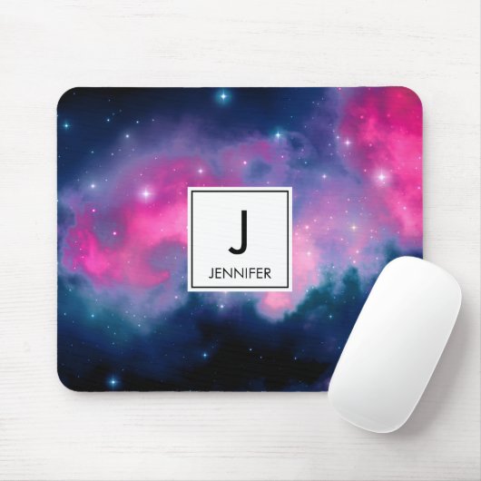 Rosa & blaue Galaxie Nebula & Stars Abstrakt Mousepad (Mit Mouse)