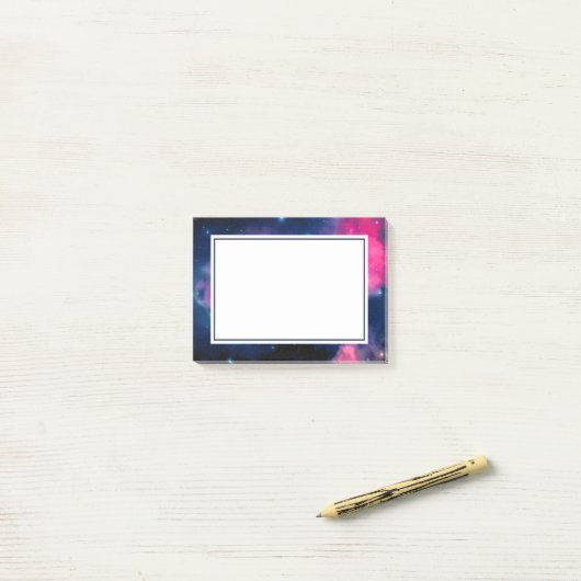 Rosa & blaue Galaxie Nebula & Stars Abstrakt Post-it Klebezettel (Auf Schreibtisch)