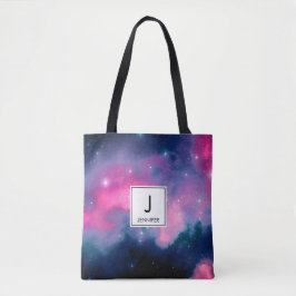Rosa & blaue Galaxie Nebula & Stars Abstrakt Tasche
