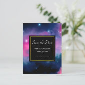 Rosa & blaue Galaxie & Sterne Save the Date Abstra Postkarte (Stehend Vorderseite)