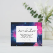Rosa & blaue Galaxie & Sterne Save the Date Abstra Postkarte (Stehend Vorderseite)