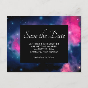 Rosa & blaue Galaxie & Sterne Save the Date Abstra Postkarte